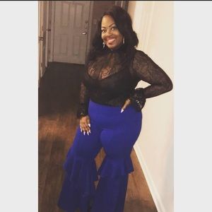 Blue ruffle pants